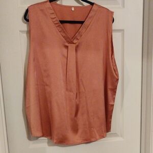 Chic V-Neck Satin Blouse in Peach